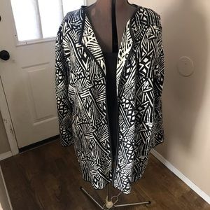 Cato 22 24 open front cardigan sweater black & white